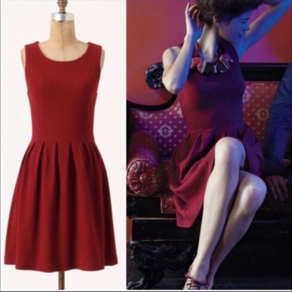 Anthropologie Ganni dress burgundy textured medium